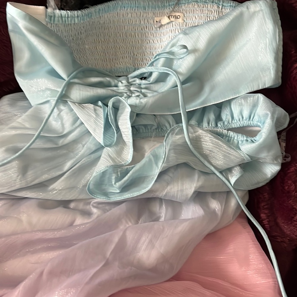 Long maxi dress with connected halter top size medium.
